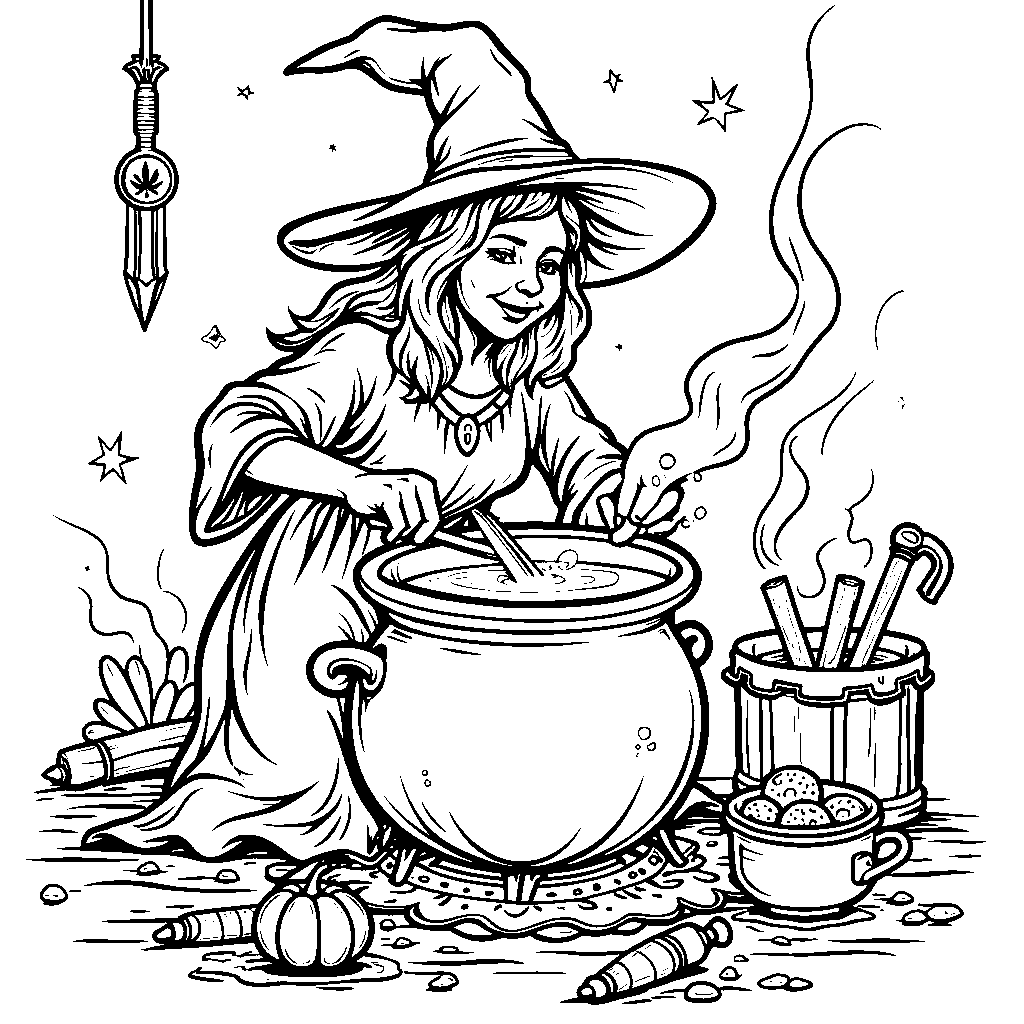 A Witch's Brew in a Cauldron with Bubbles