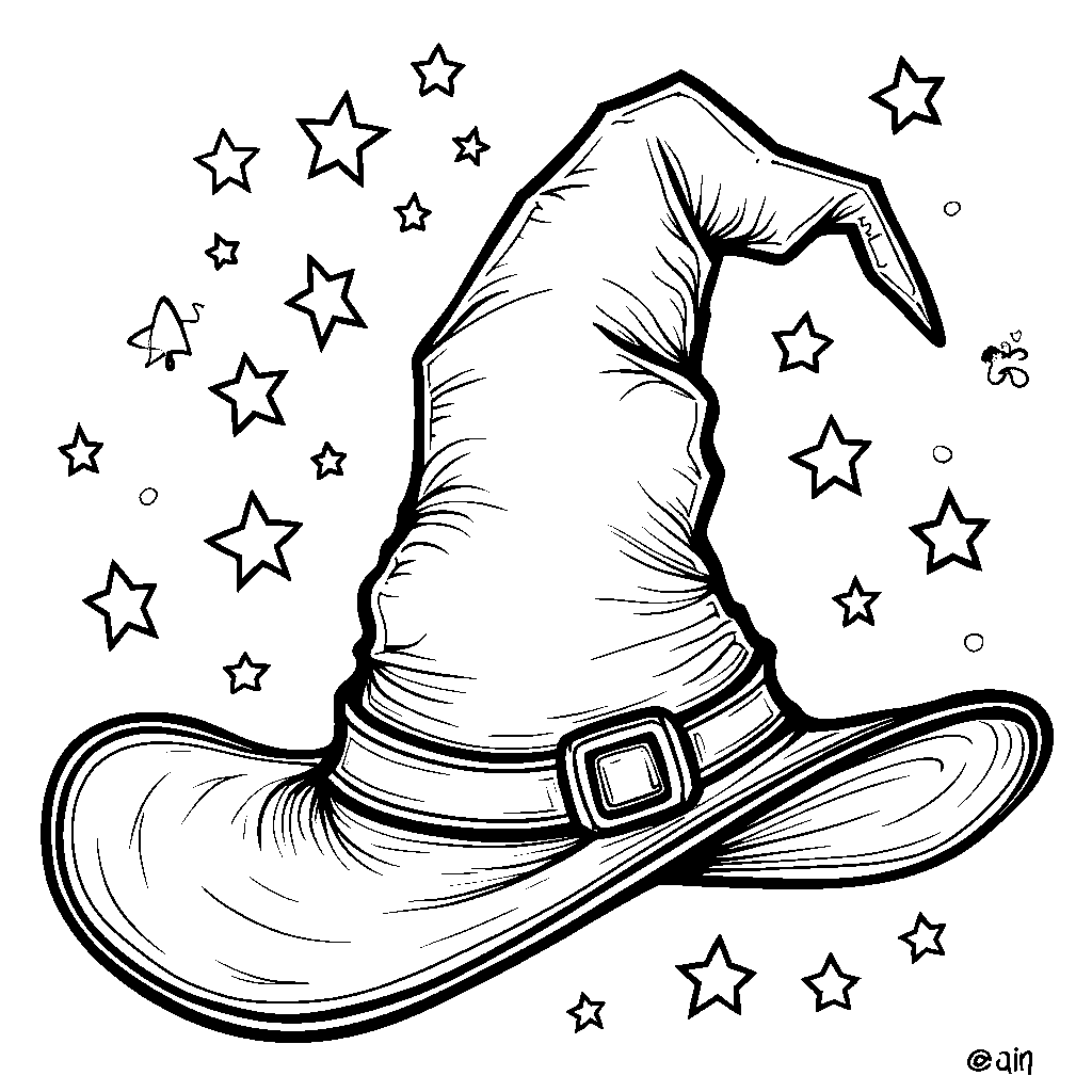 A Witch's Hat with a Pointy Tip and Stars