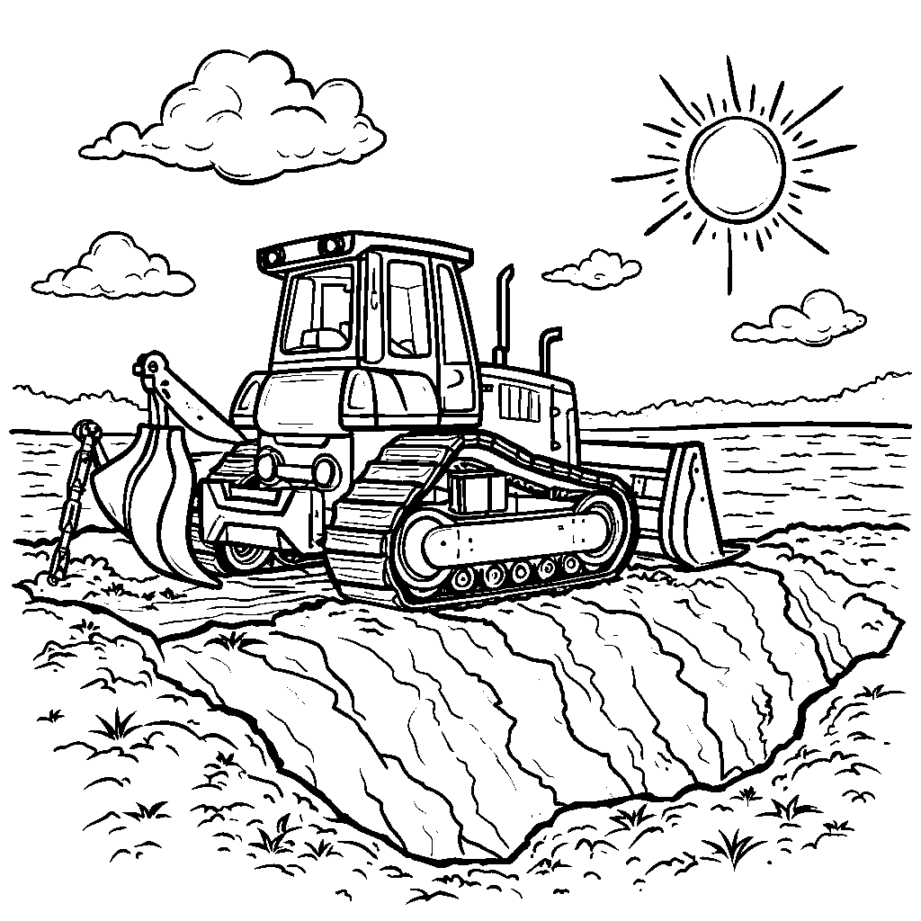 A big yellow bulldozer digging a giant hole