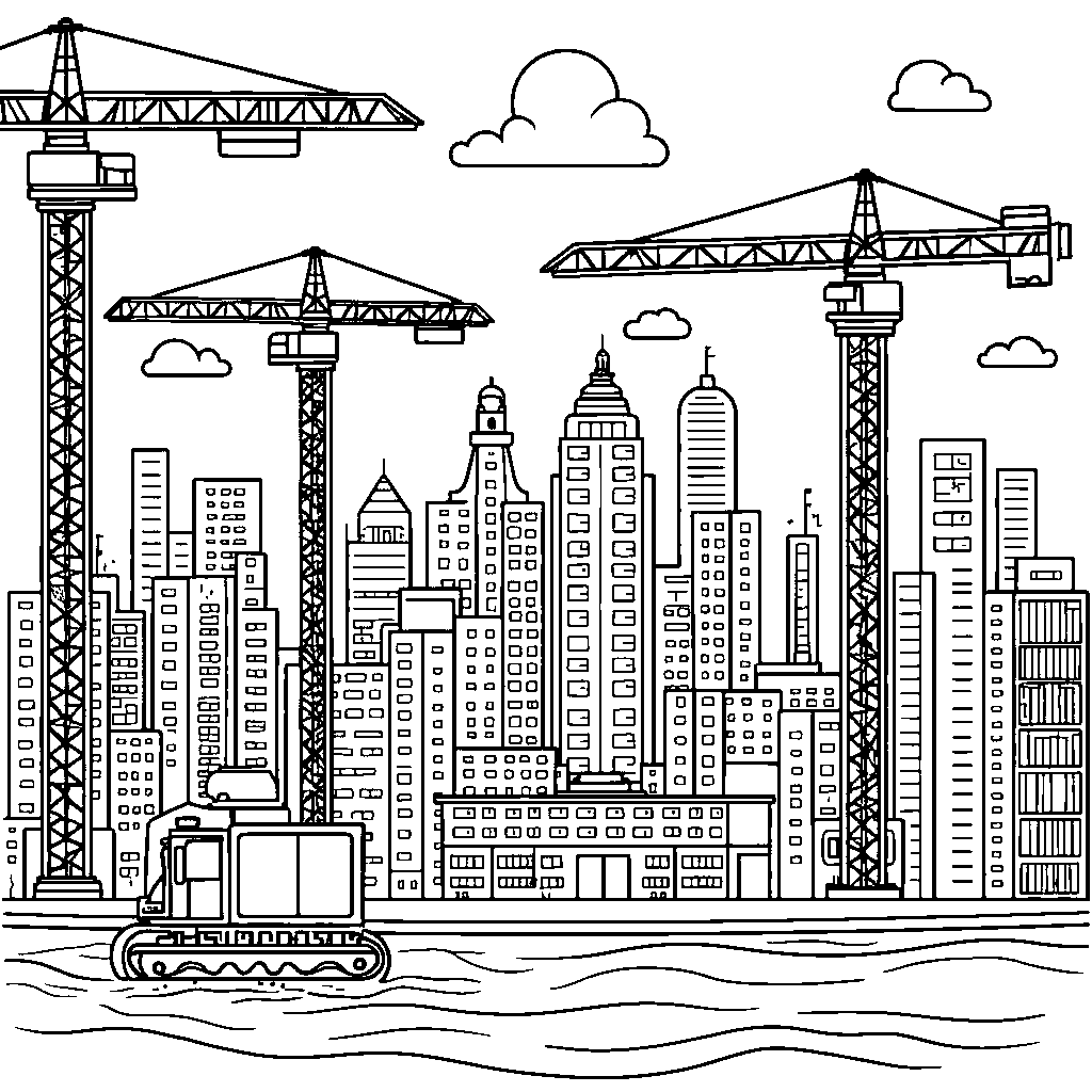 A sunny skyline filled with buildings being built