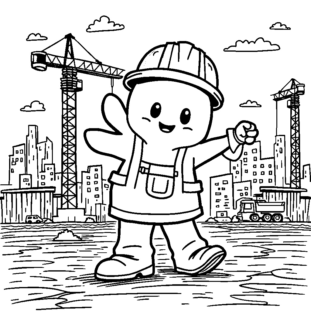 A friendly ghost on a construction site helping out