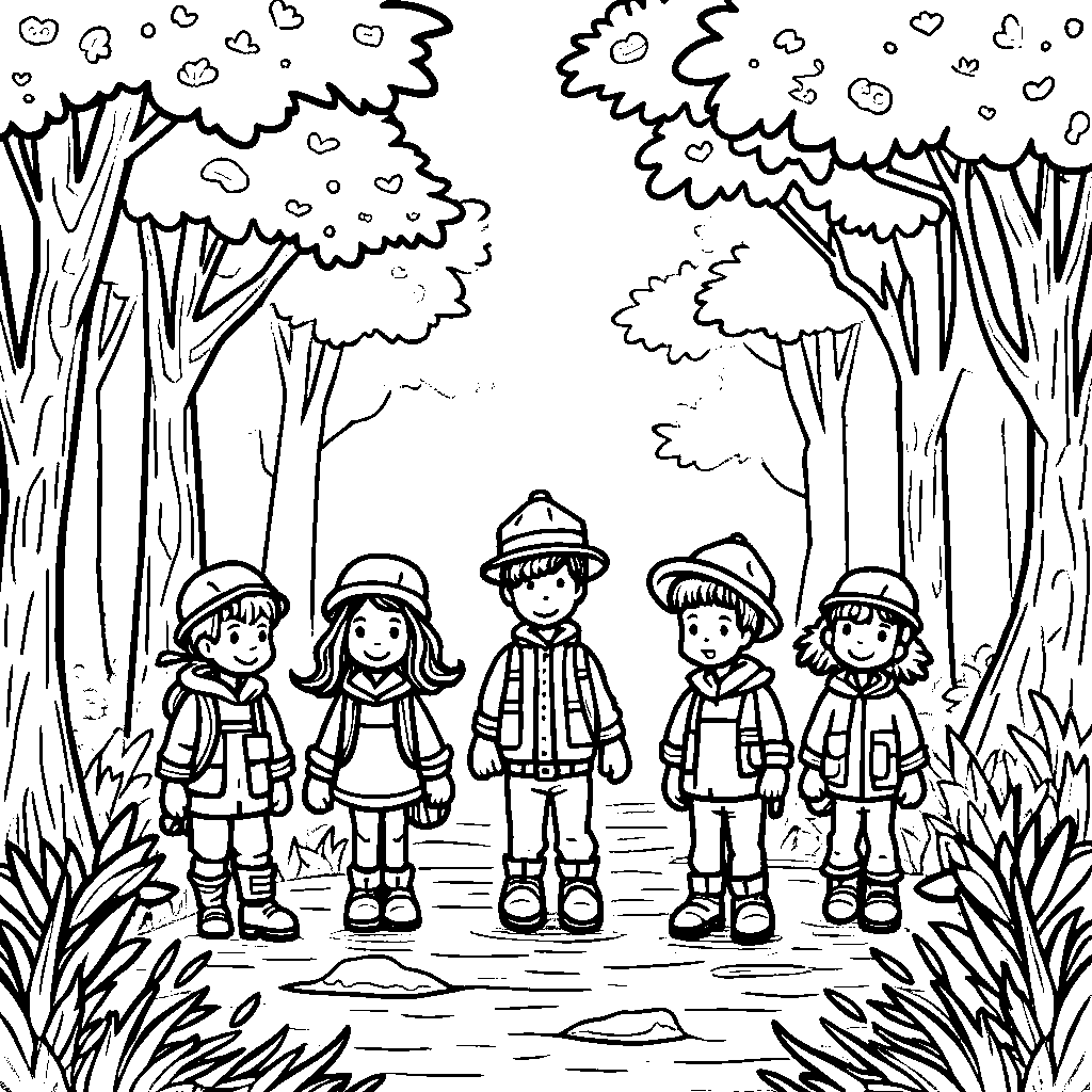 A group of kids exploring a magical forest