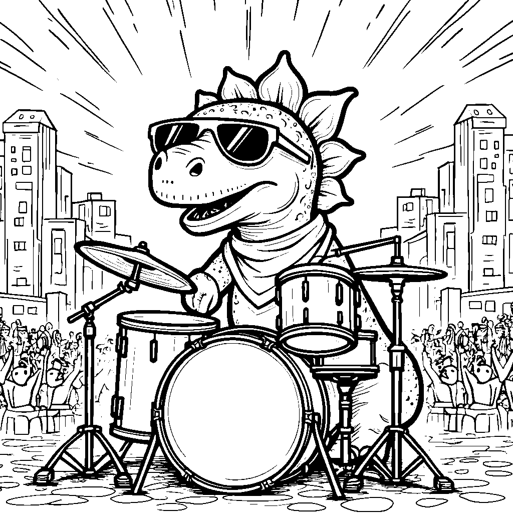 Ankylosaurus playing drums