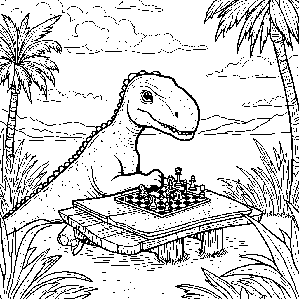 Carcharodontosaurus playing chess