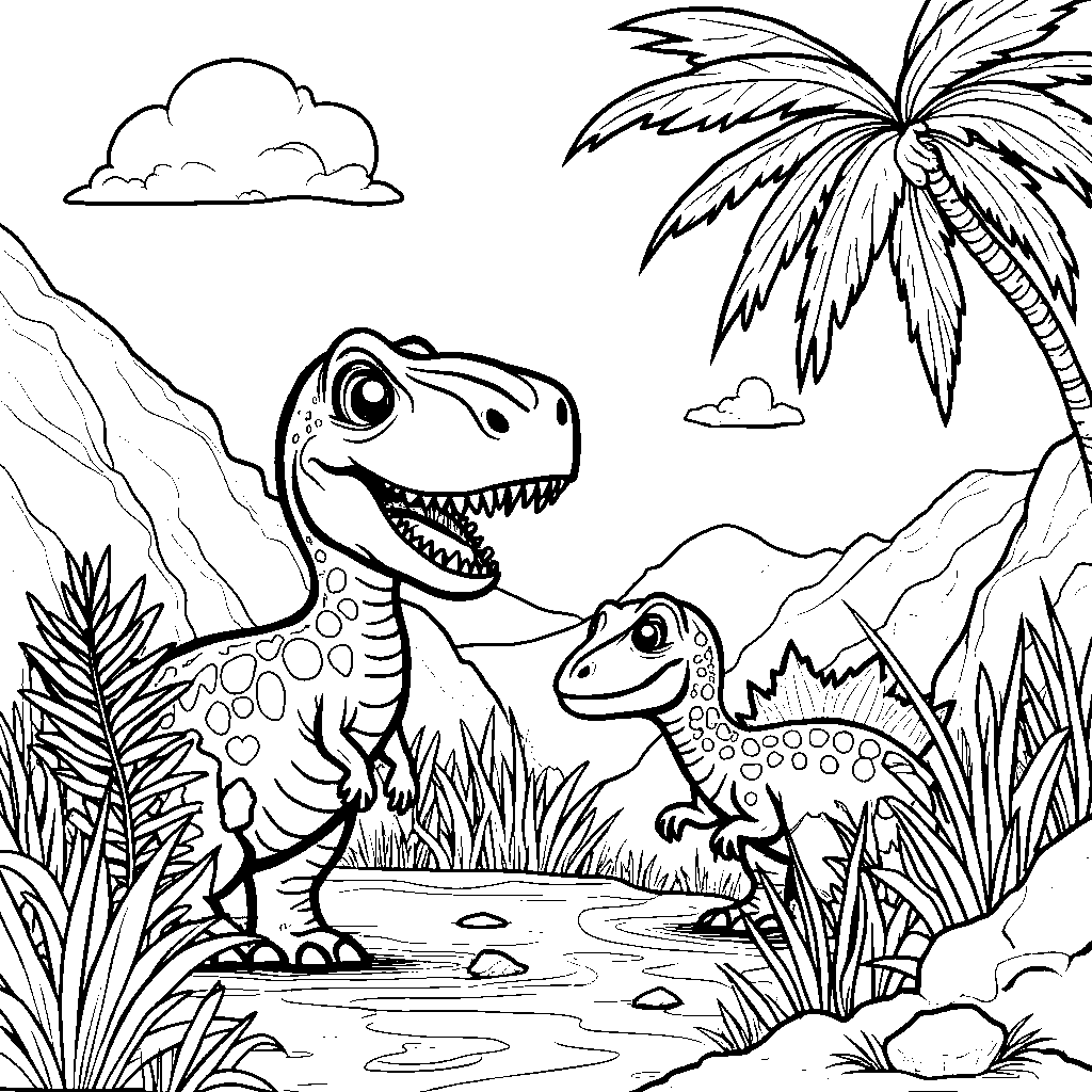 Dinosaur friends playing hide-and-seek