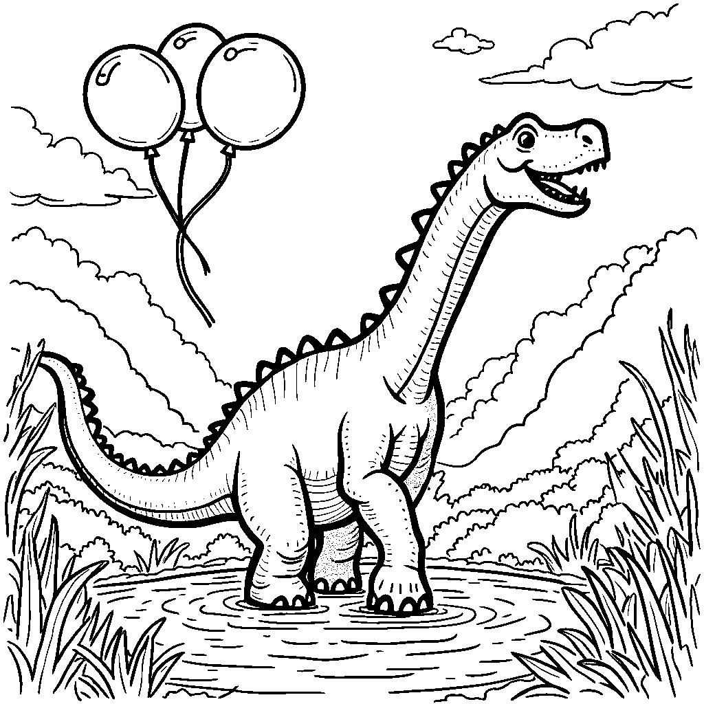 Diplodocus having a water balloon fight