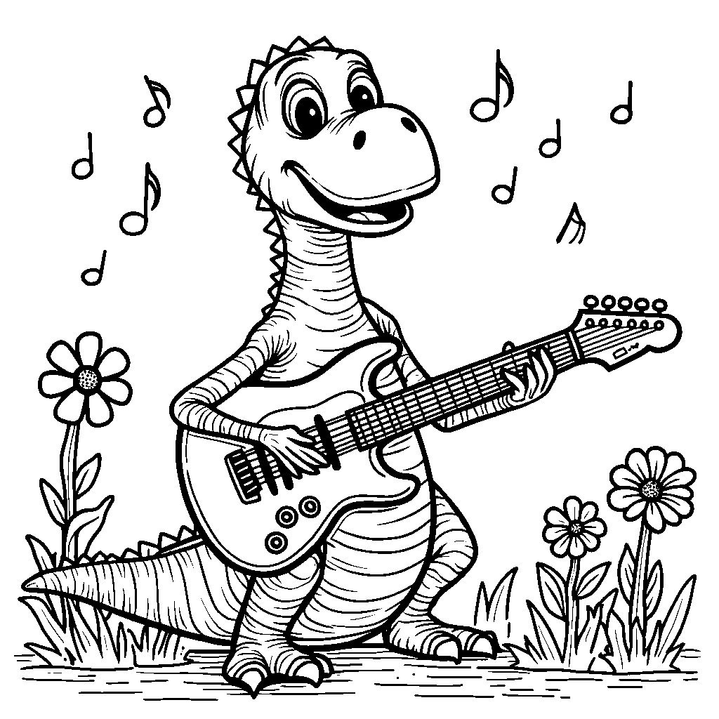 Diplodocus playing a guitar