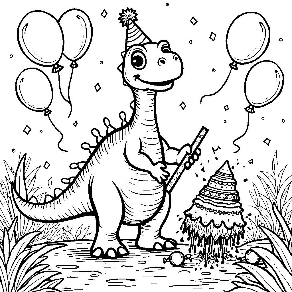 Diplodocus playing with a pinata