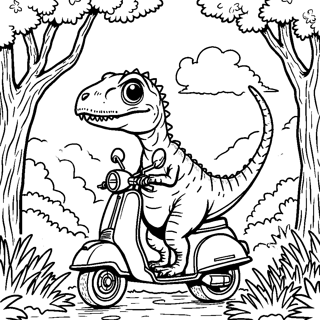 Oviraptor riding a scooter