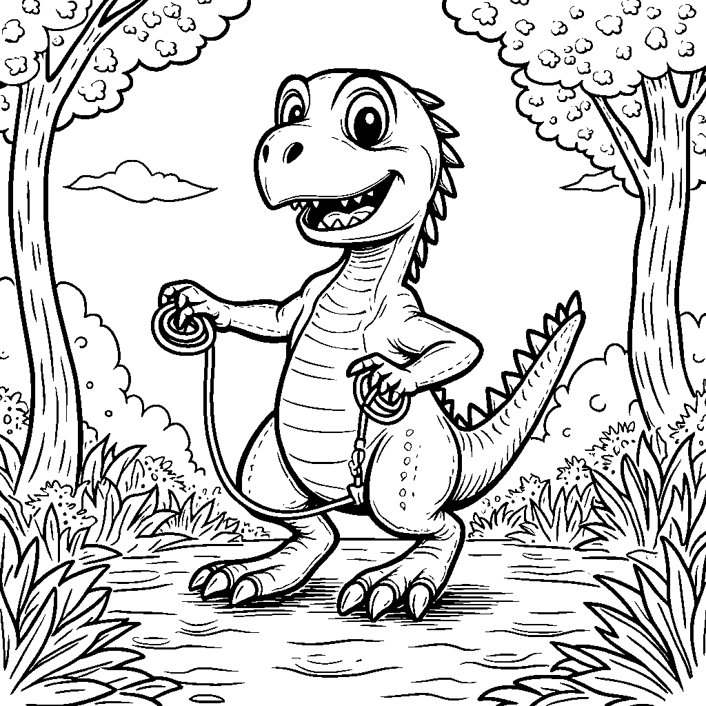 Raptor playing with a jump rope