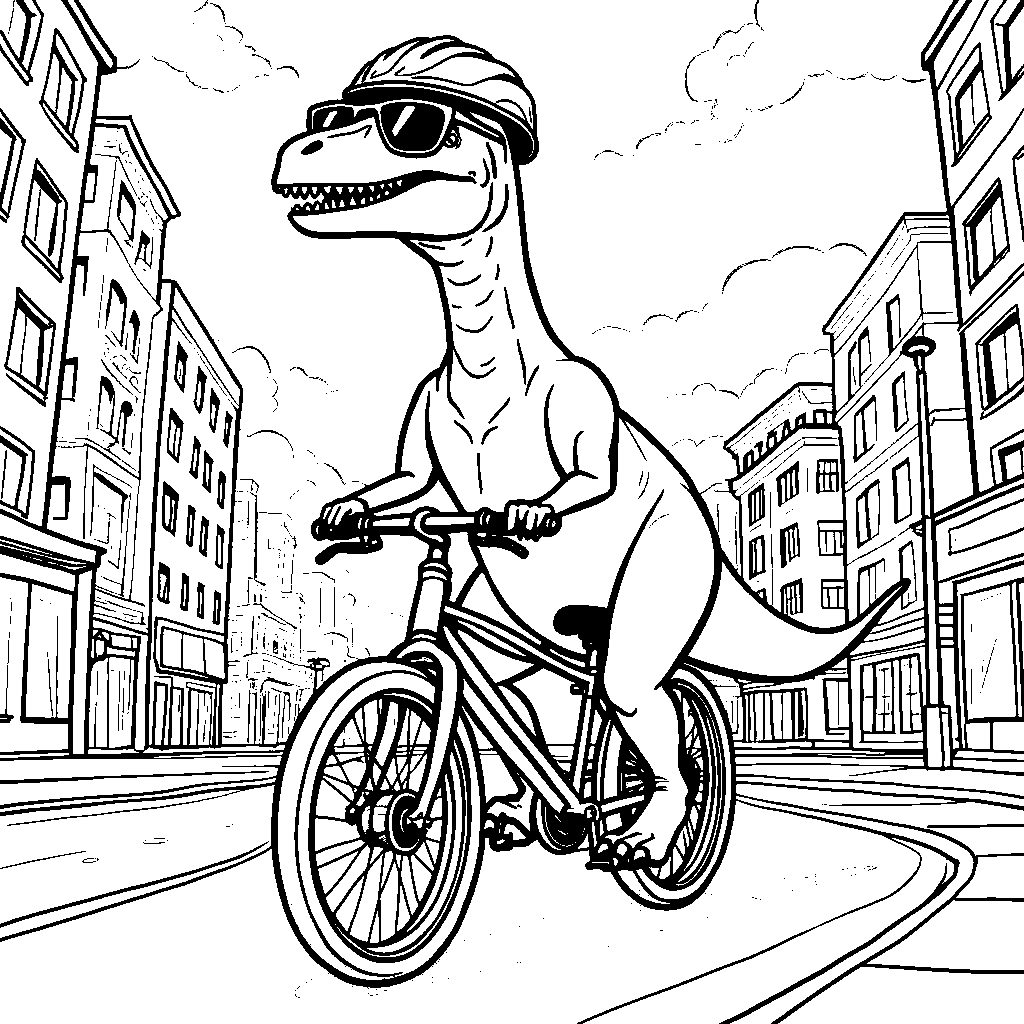 Raptor riding a bicycle