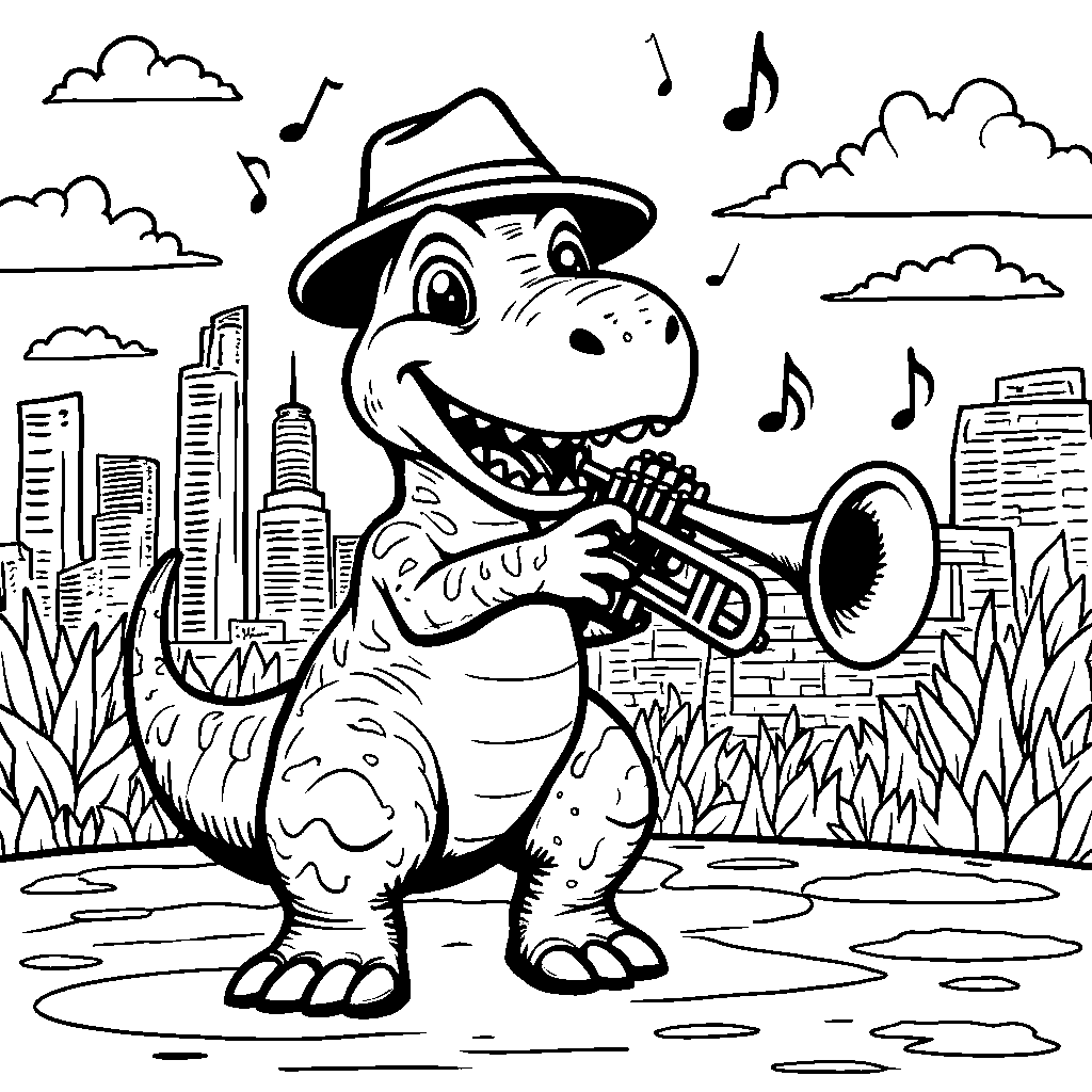 T-Rex playing the trumpet