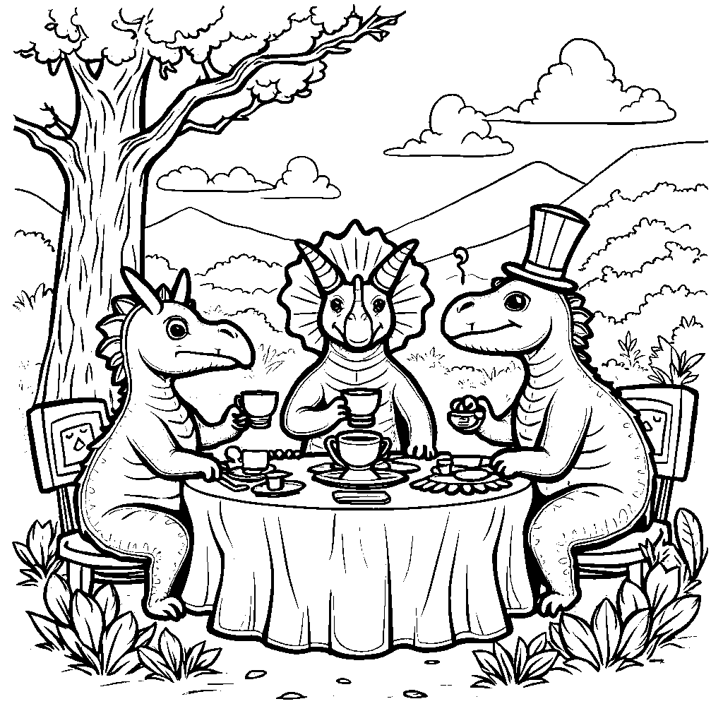 Triceratops having a tea party