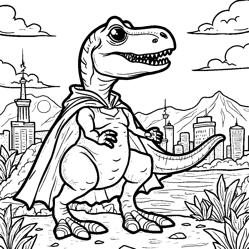 Velociraptor wearing a superhero cape