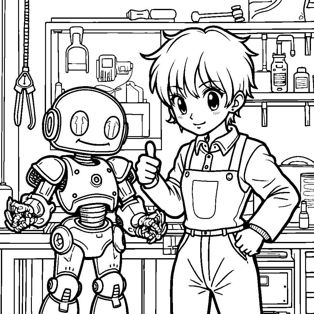 Bulma inventing a robot that looks like Oolong