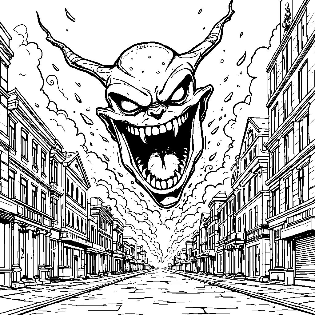 Cell's evil laughter echoing through the city