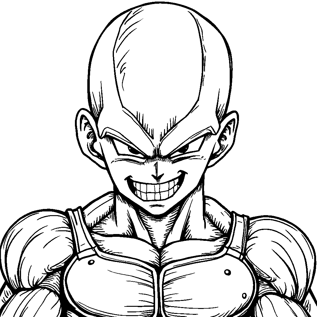 Frieza in his final form with a menacing grin