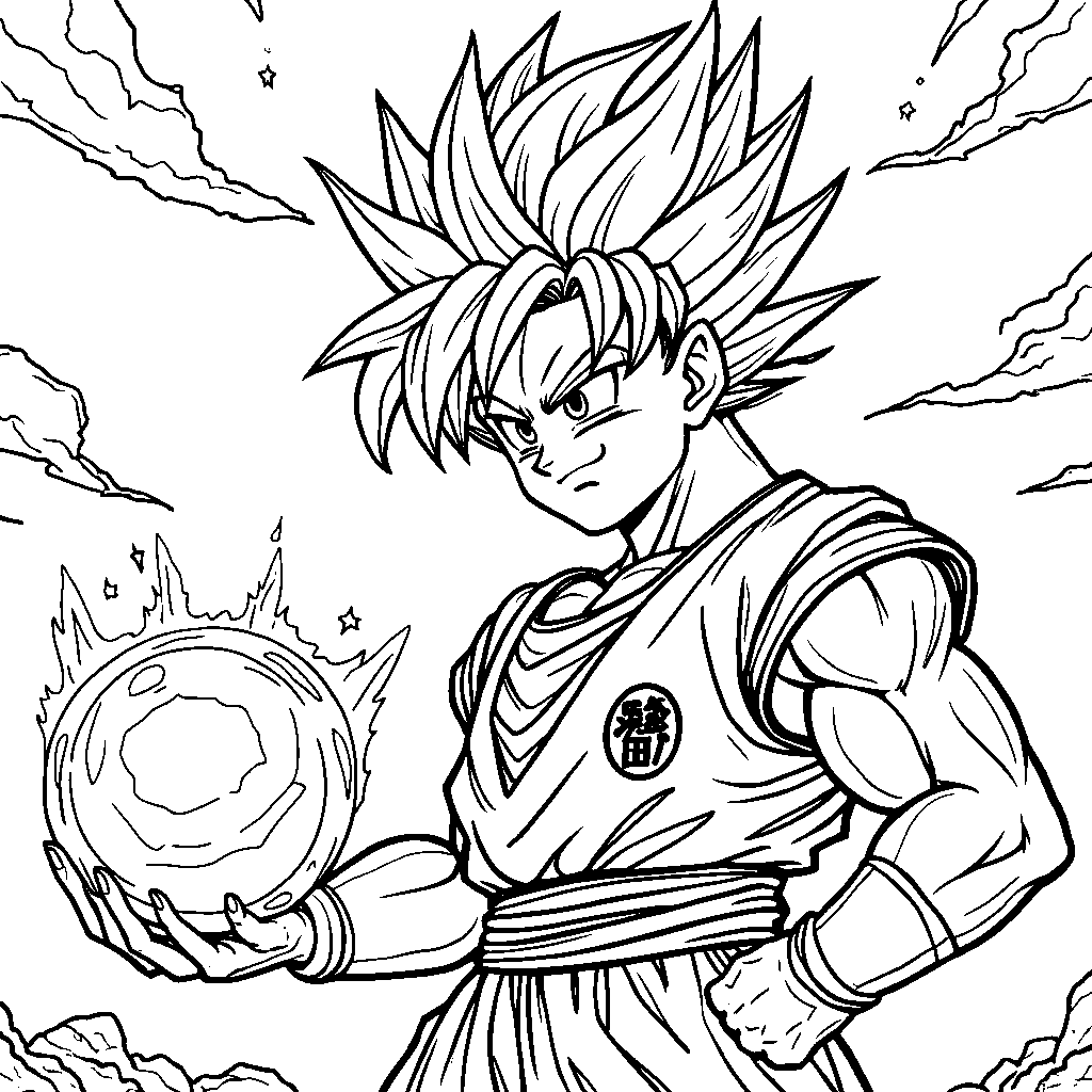 Gohan holding a giant dragon ball