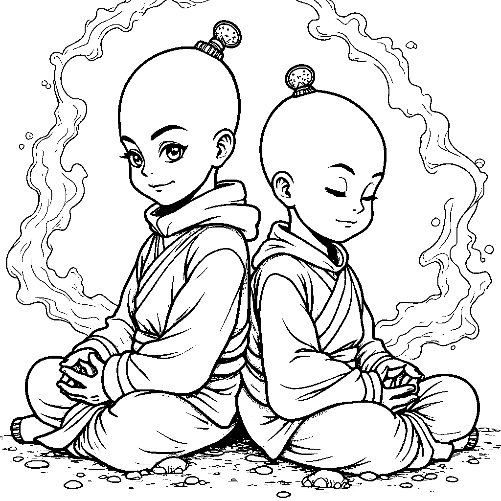 Tien and Chiaotzu practicing their martial arts