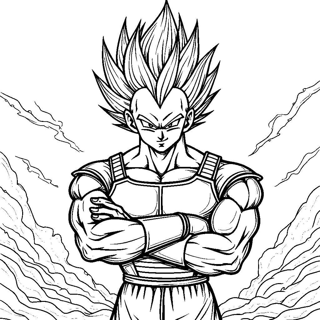 Vegeta standing strong with his arms crossed