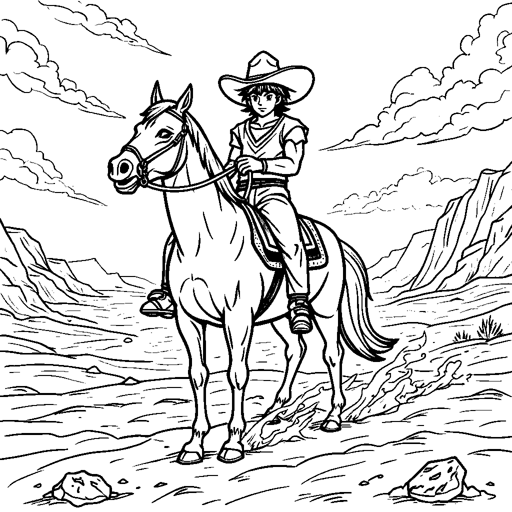 Yamcha riding a horse through the desert