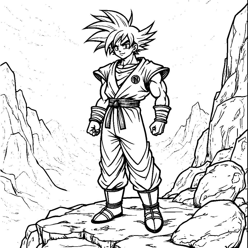 Yamcha standing victorious on a rocky cliff