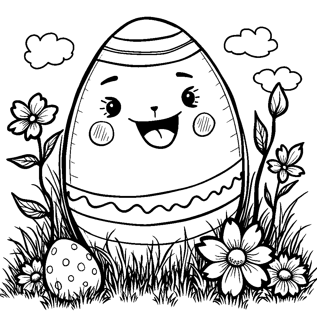 A giant Easter egg with a smiling face