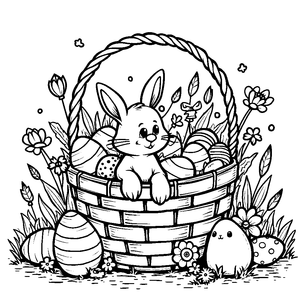 Easter basket filled with candy and toys