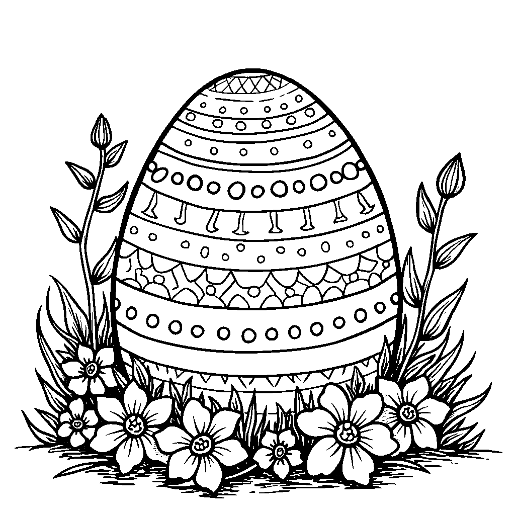 Easter egg decorated with stripes and polka dots