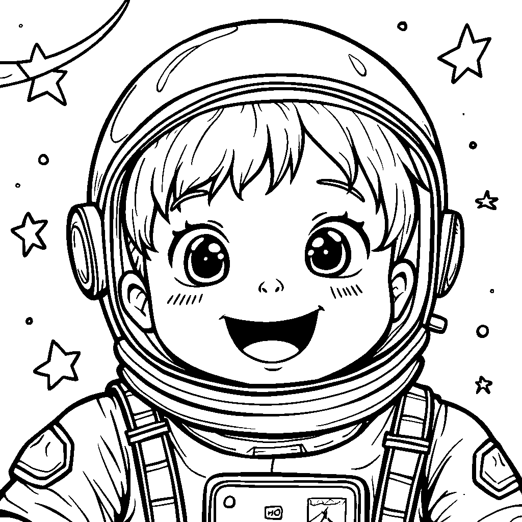 Astronaut face with a space helmet