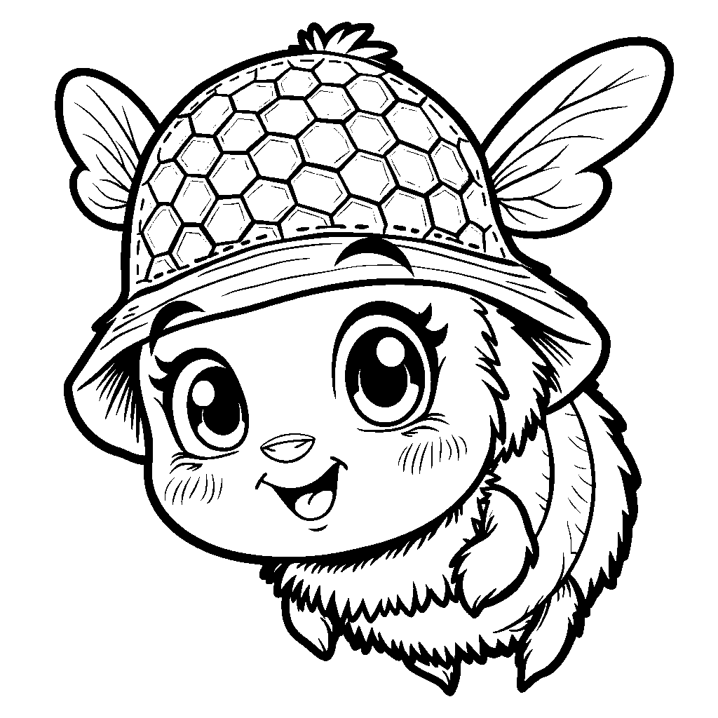 Bee face with a honeycomb-patterned hat