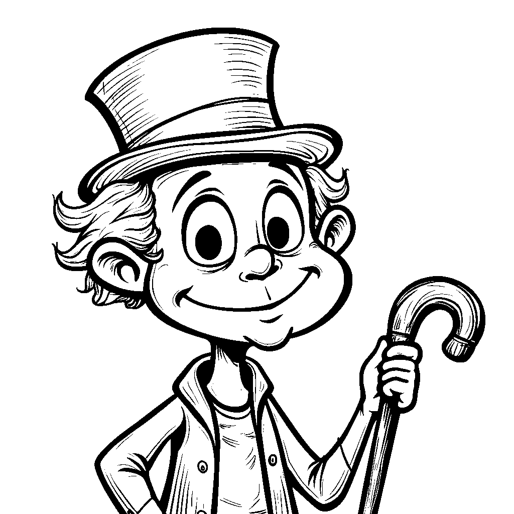 Face with a top hat and a cane