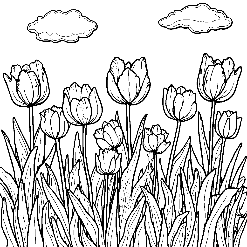 A field of tulips with different colors and patterns