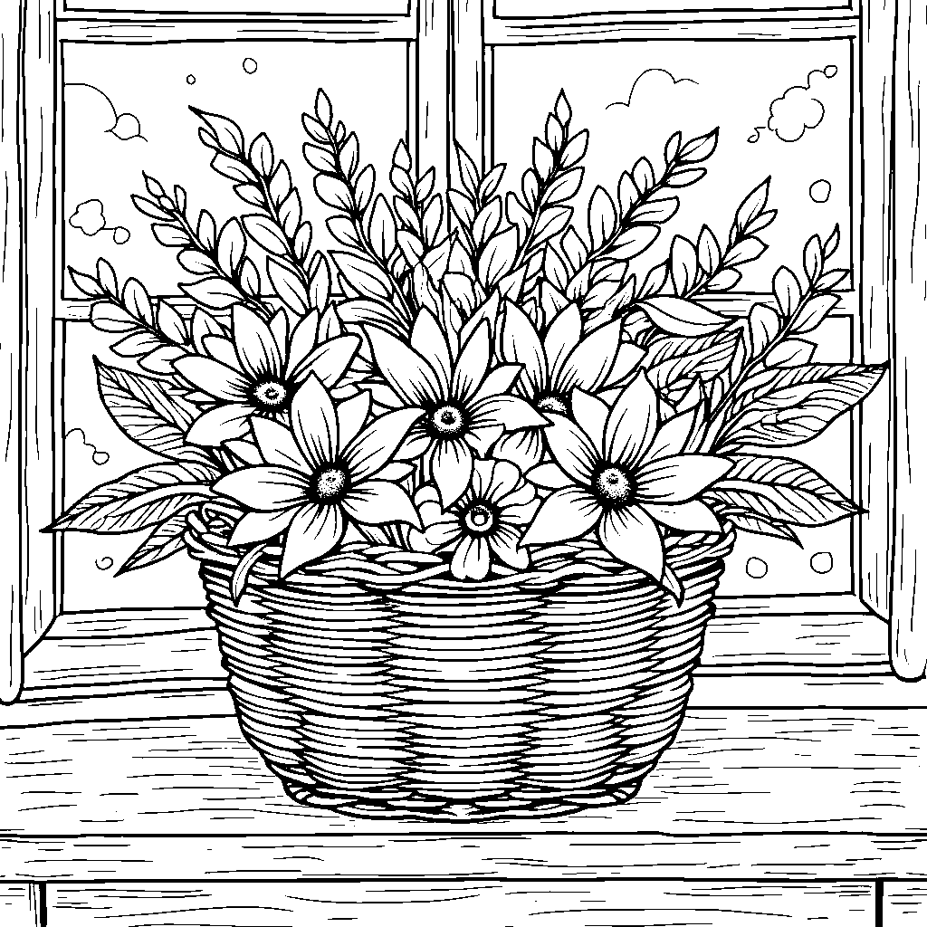 A flower arrangement in a basket