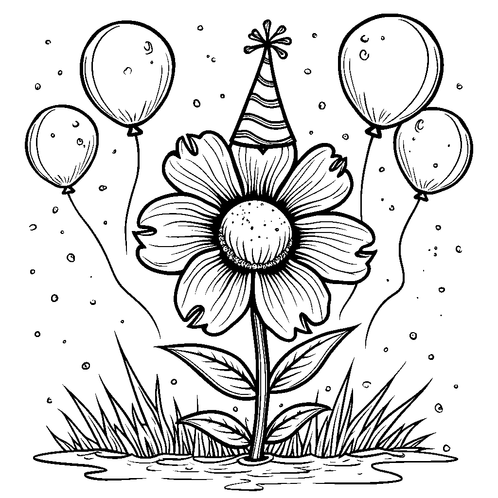 A flower with a festive or party hat