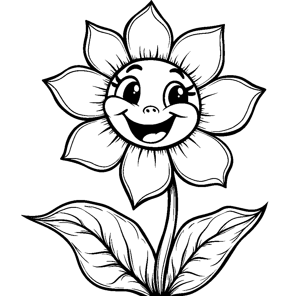 A flower with a funny or silly face