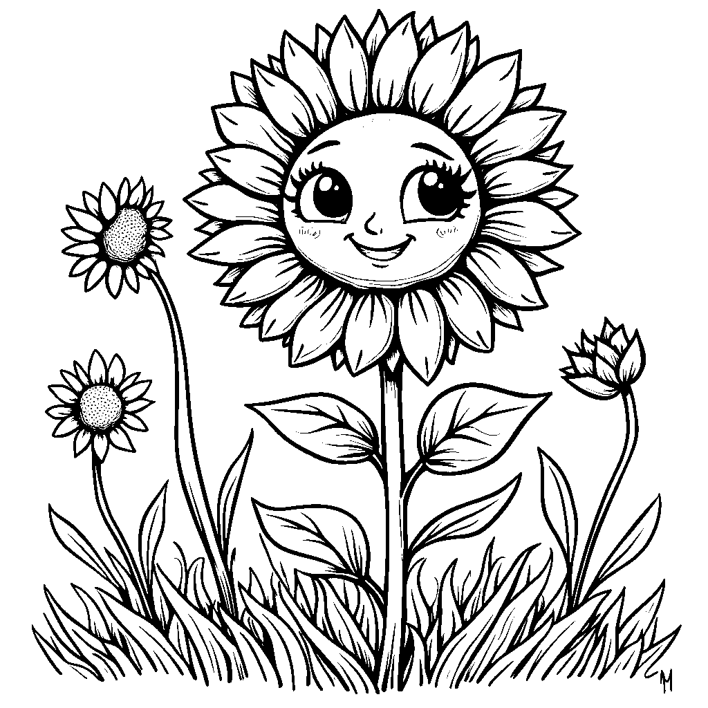 Sunflower with a smiling face