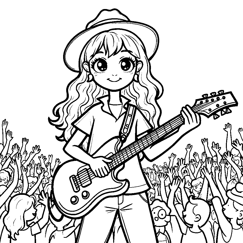 Bonnie playing a guitar with a rockstar pose