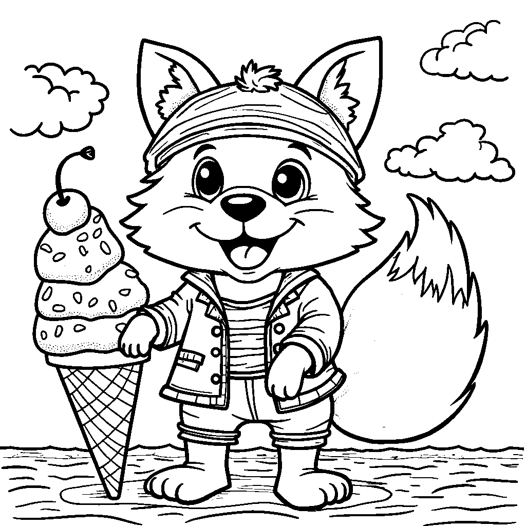 Foxy's hook hand holding a giant ice cream cone