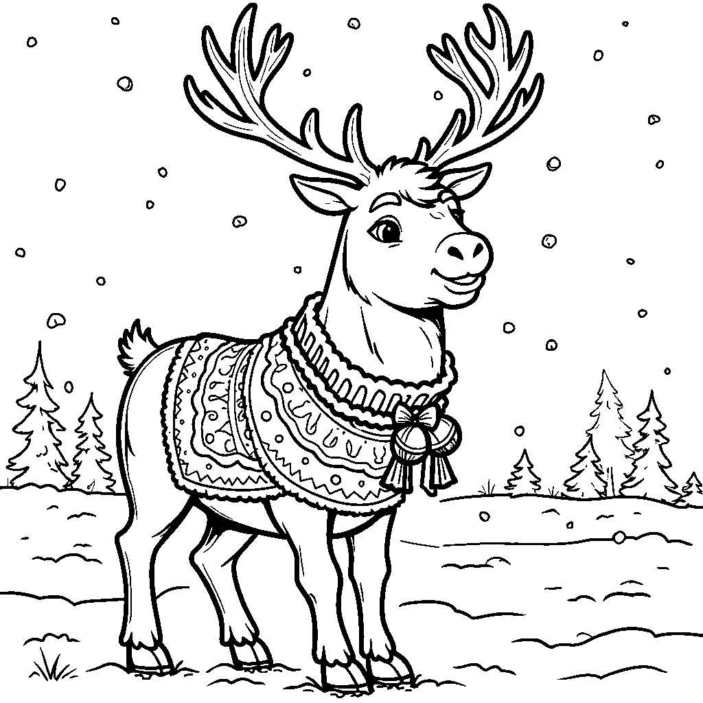 Kristoff's reindeer Sven wearing a festive holiday sweater