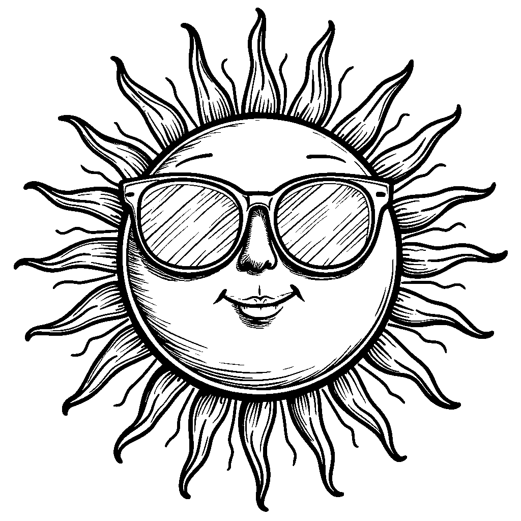 A golden sun wearing sunglasses with a big G in the center