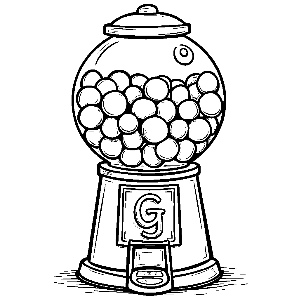 A gumball machine that dispenses G-shaped gumballs