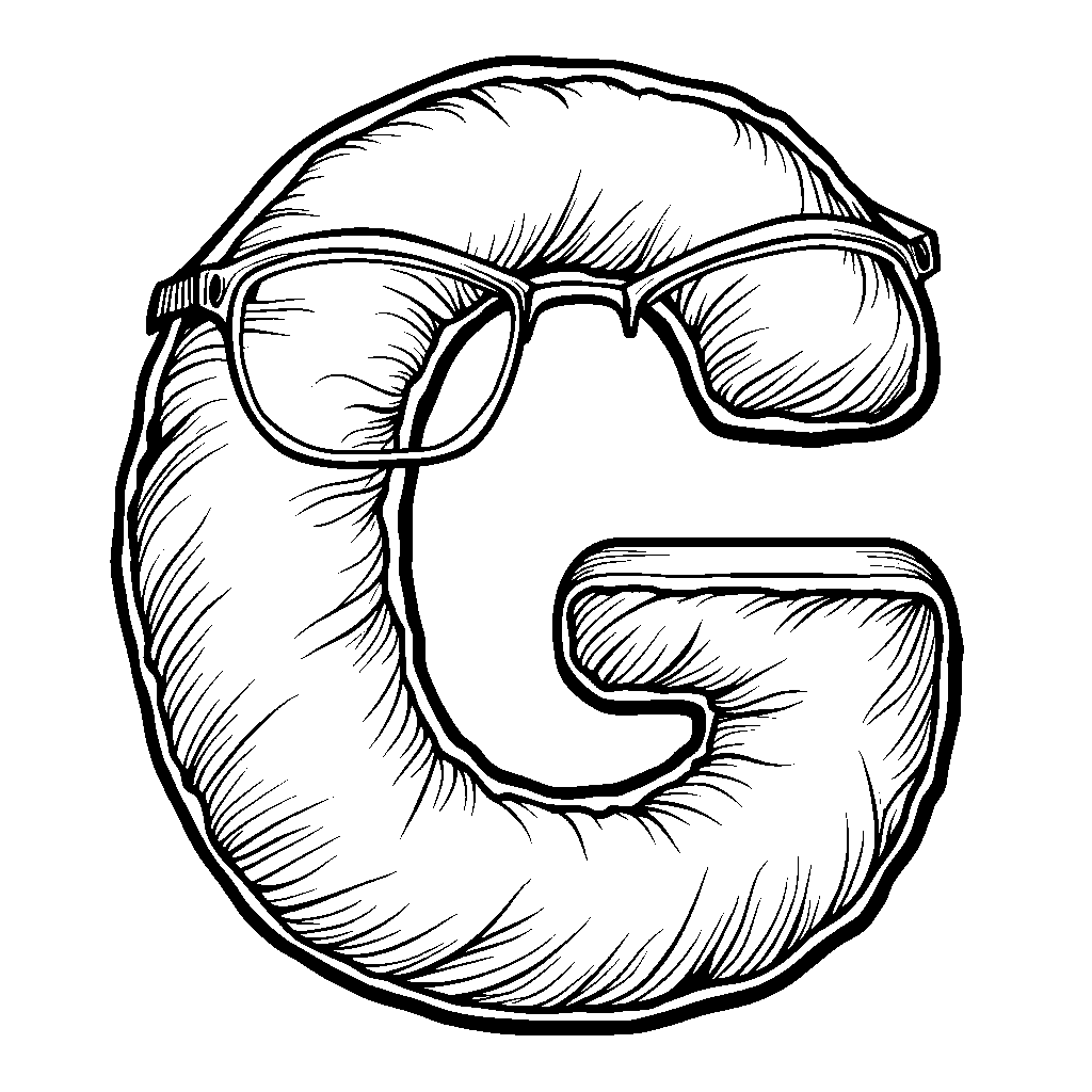 A pair of glasses shaped like the letter G