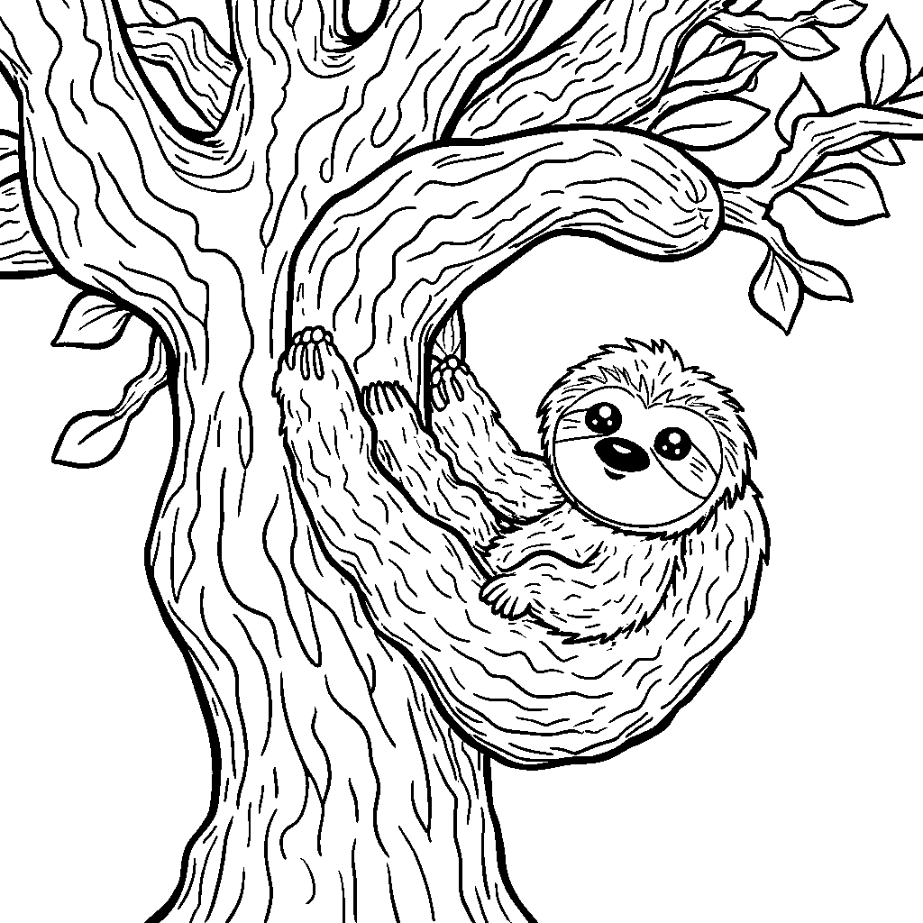 A sloth hanging from a tree that shapes into the letter G