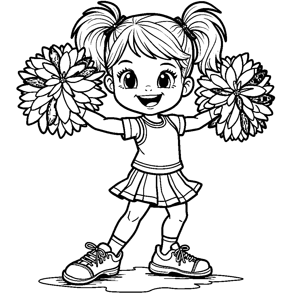 Cheerleader with Pom-Poms