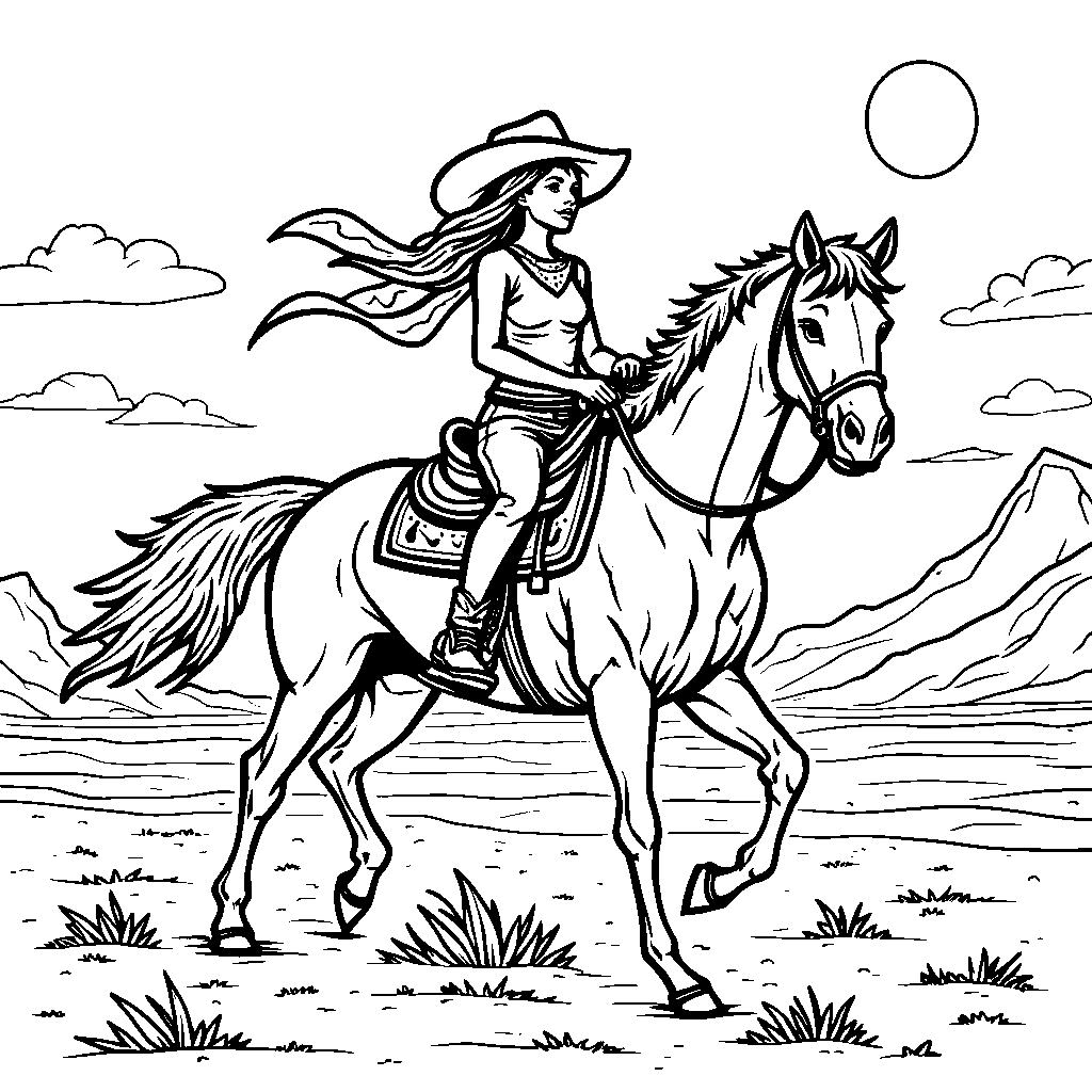 Cowgirl Riding a Horse