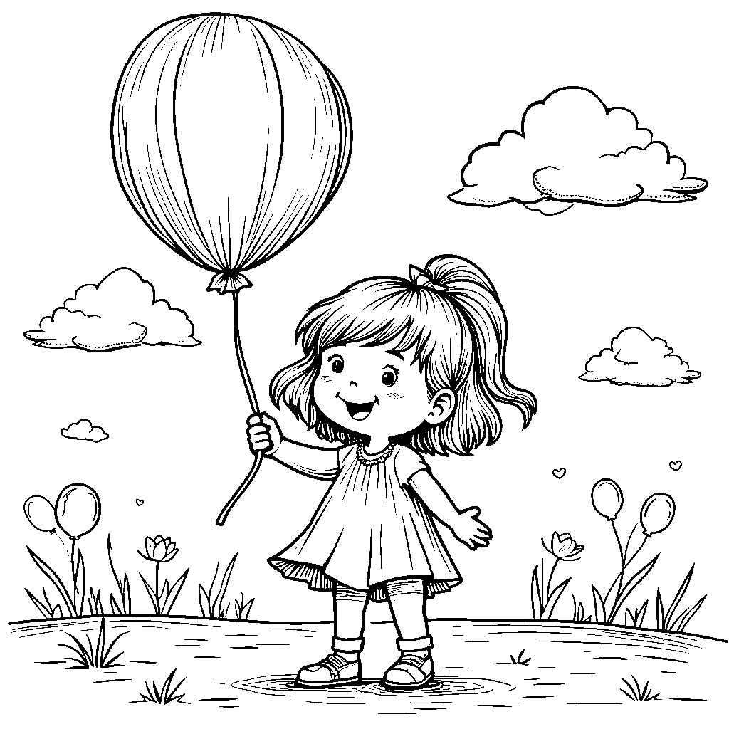 Girl Holding a Balloon