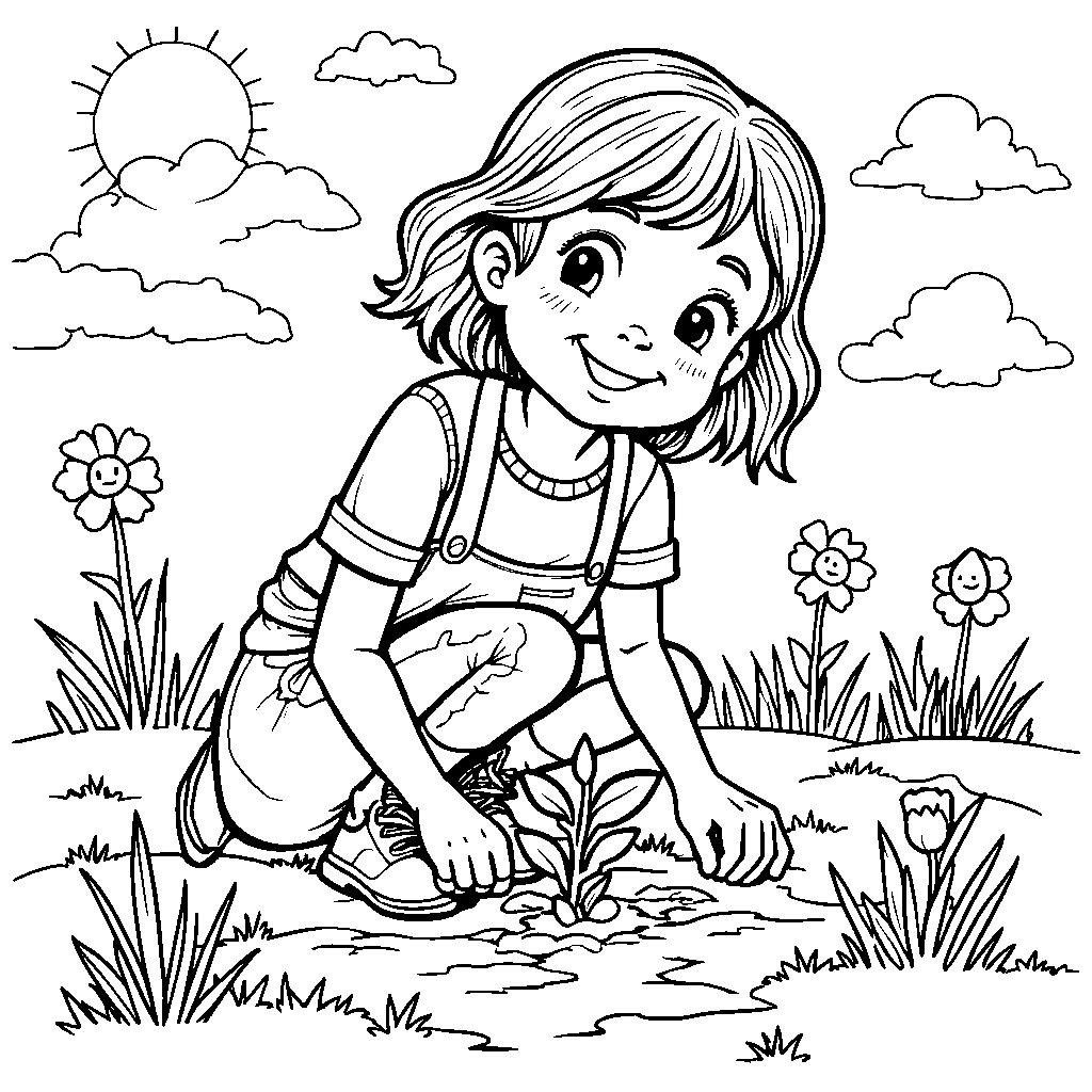 Girl Planting a Tree