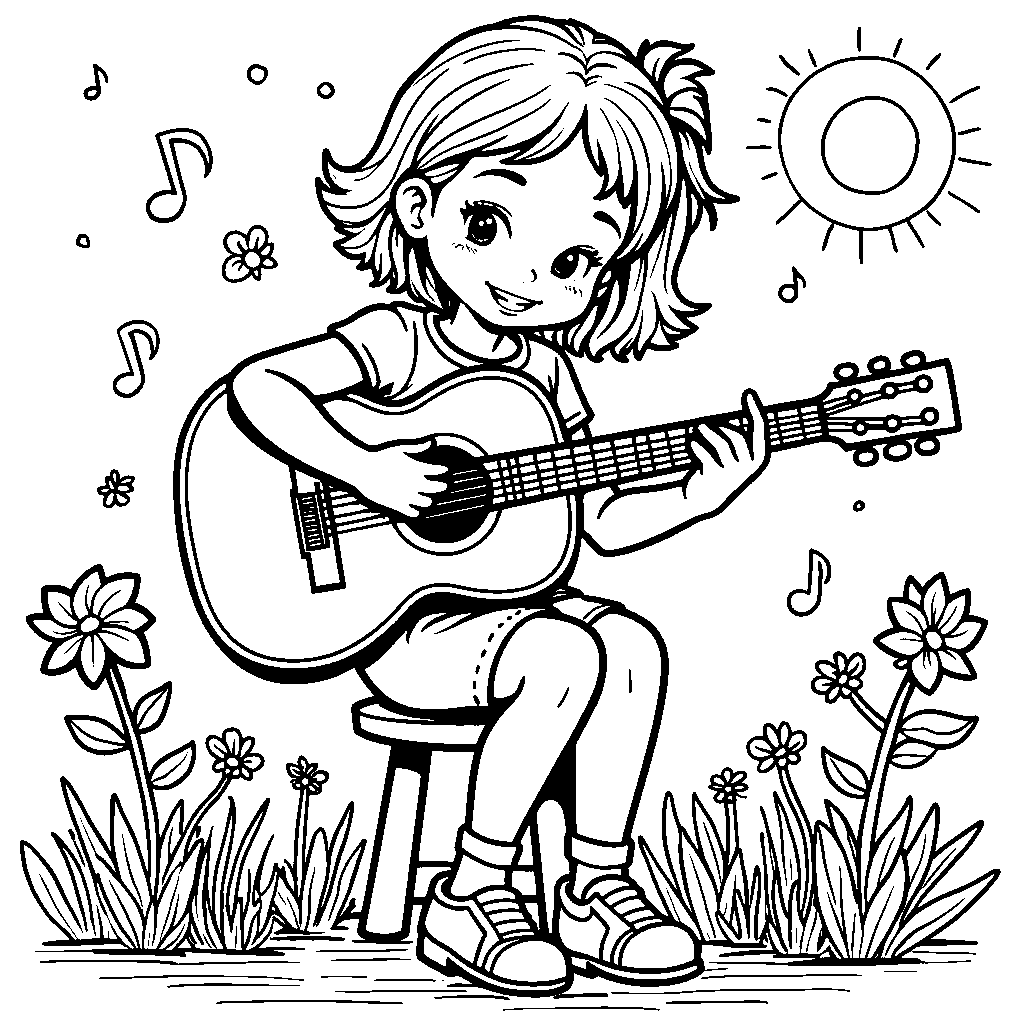 Girl Playing a Guitar