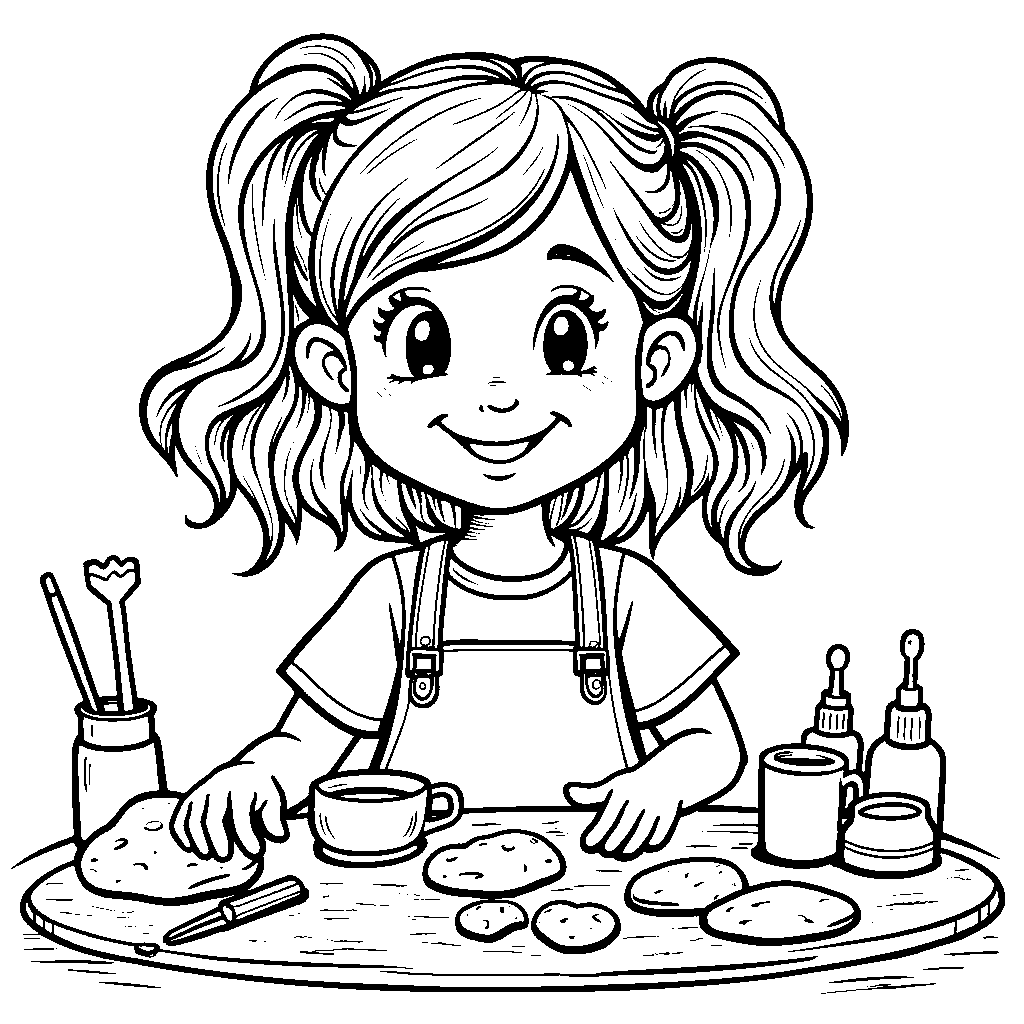 Girl Playing with Playdough